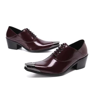 luxury mens oxford lace up derby square toe red office formal leather shoes plus size 37 46