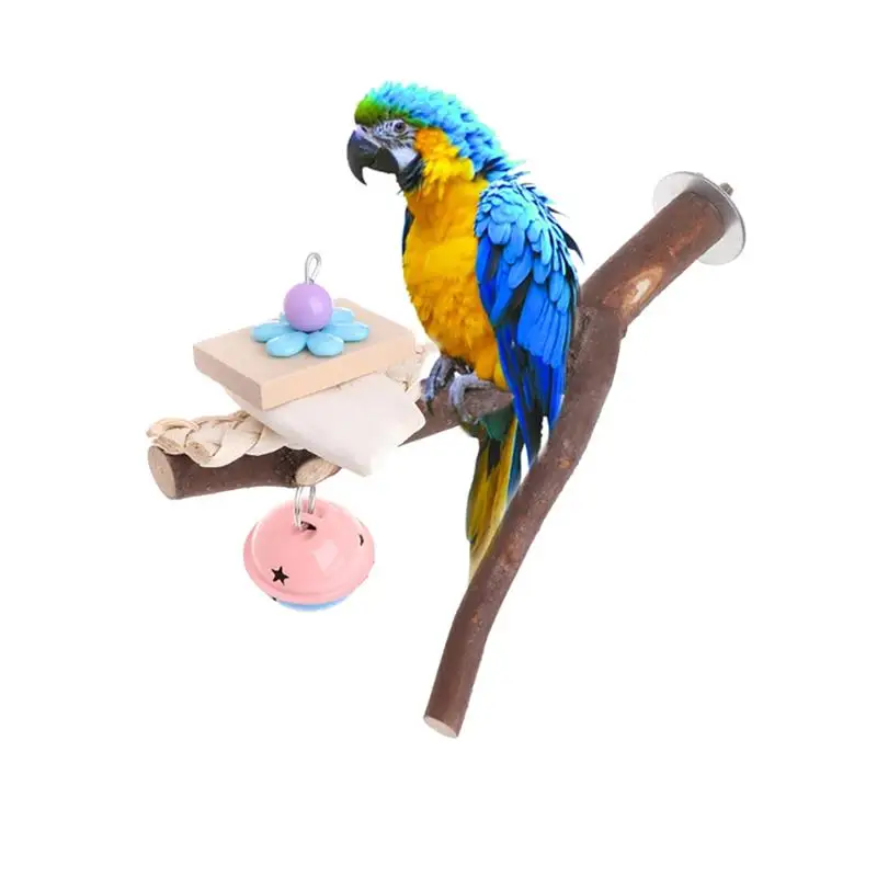

1pc Pet Toy Bird Cage Perches Stand Platform Parrot Toys Paw Grinding Bites Toy With Bell For Parrot Birds Training Pet Supplies