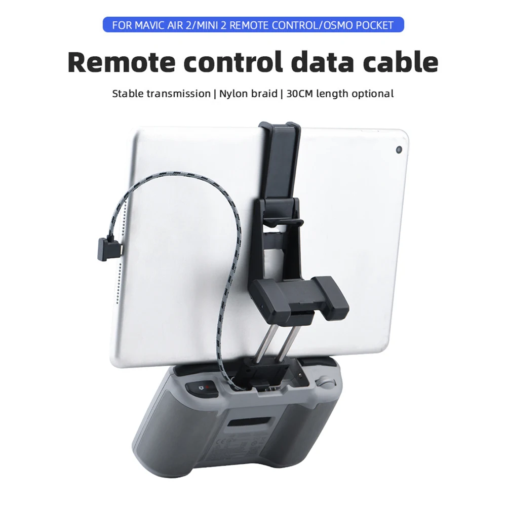 

12 inch Remote Controller Cable for DJI Mini 2 Mavic Air 2 Nylon Braided Phone Tablet OTG Data Cord for DJI Pocket 2 OSMO Pocket