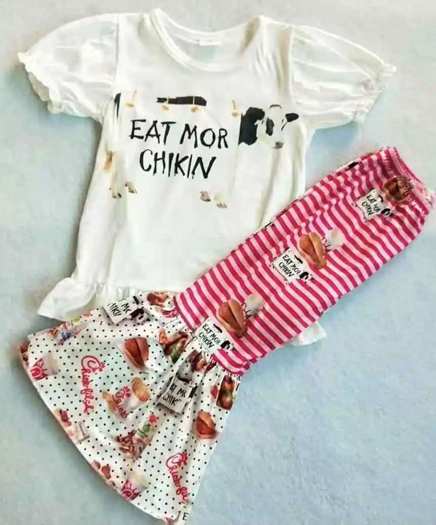 Платье для девочек Маленькая коровка костюм с принтом из белого топа и буфами на