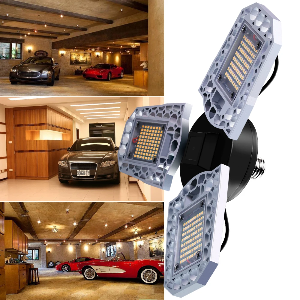 

LED Spotlight E27 Lamp Bulb Foldable Garage Light E26 Bombillas 220V LED Wall Lamp 110V LED UFO Light Gym Lighting 60W 80W 100W
