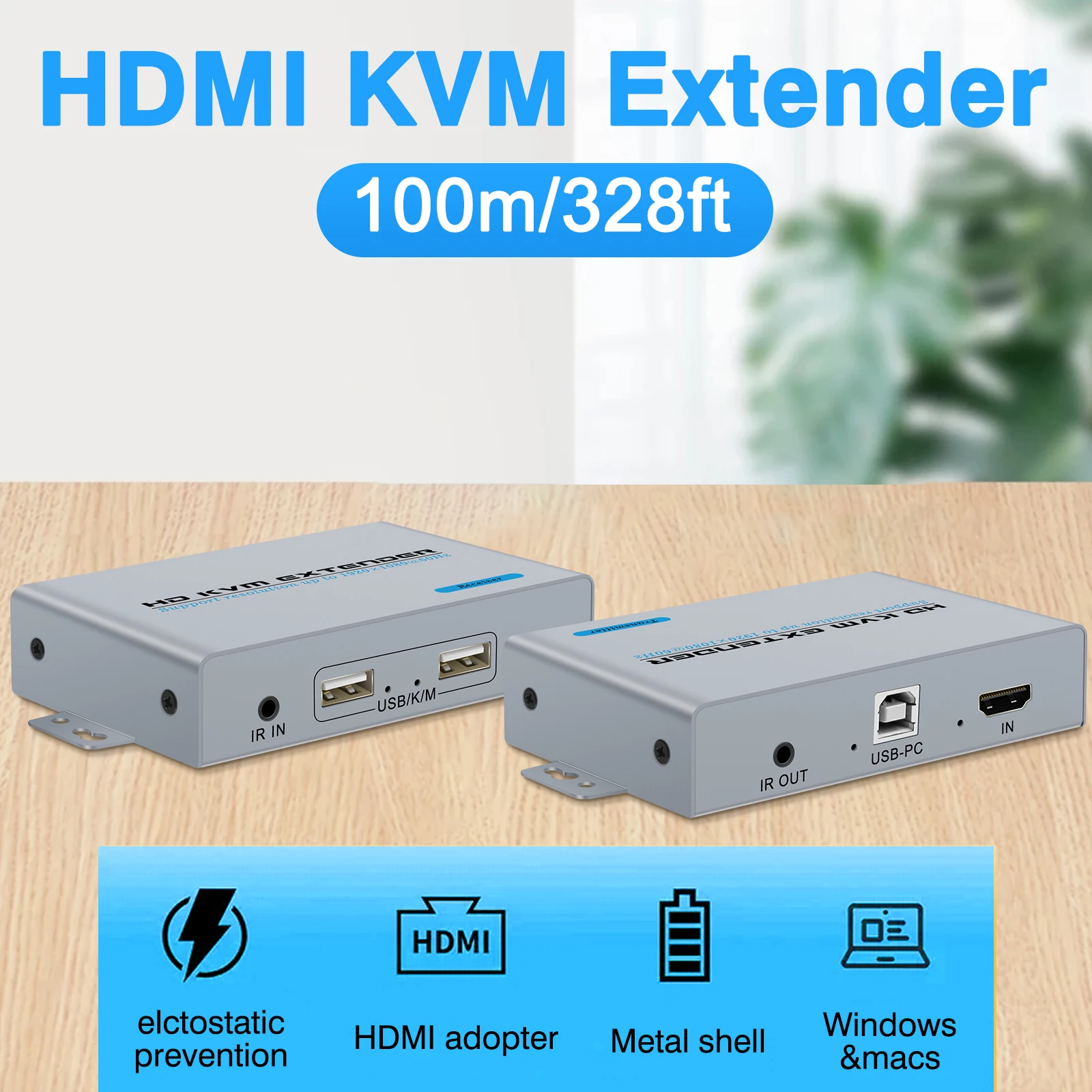 Удлинитель HDMI приемник-передатчик 100 м/50 м по сети RJ45 CAT5E/6/7 Кабель HDMI KVM удлинитель с 2 USB-выходами для ПК DVD HDTV