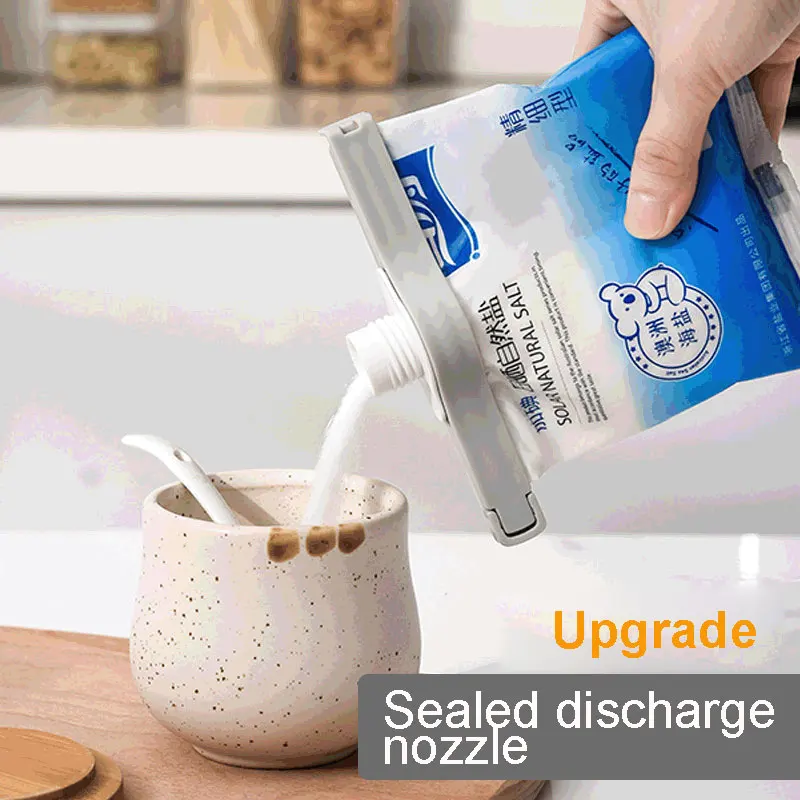 

Food Sealing Clip Seal Pour Food Storage Bag Clip With Discharge Nozzle Food Milk Powder Preservation Kitchen Tools Organizer