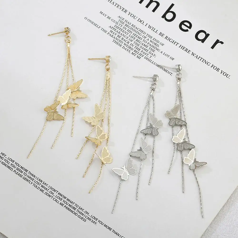 

Tassel Butterfly Dangle Earrings For Women with Zircon Accessories Jewelry Bohemia Crystal Earring Drop Trendy U9G4