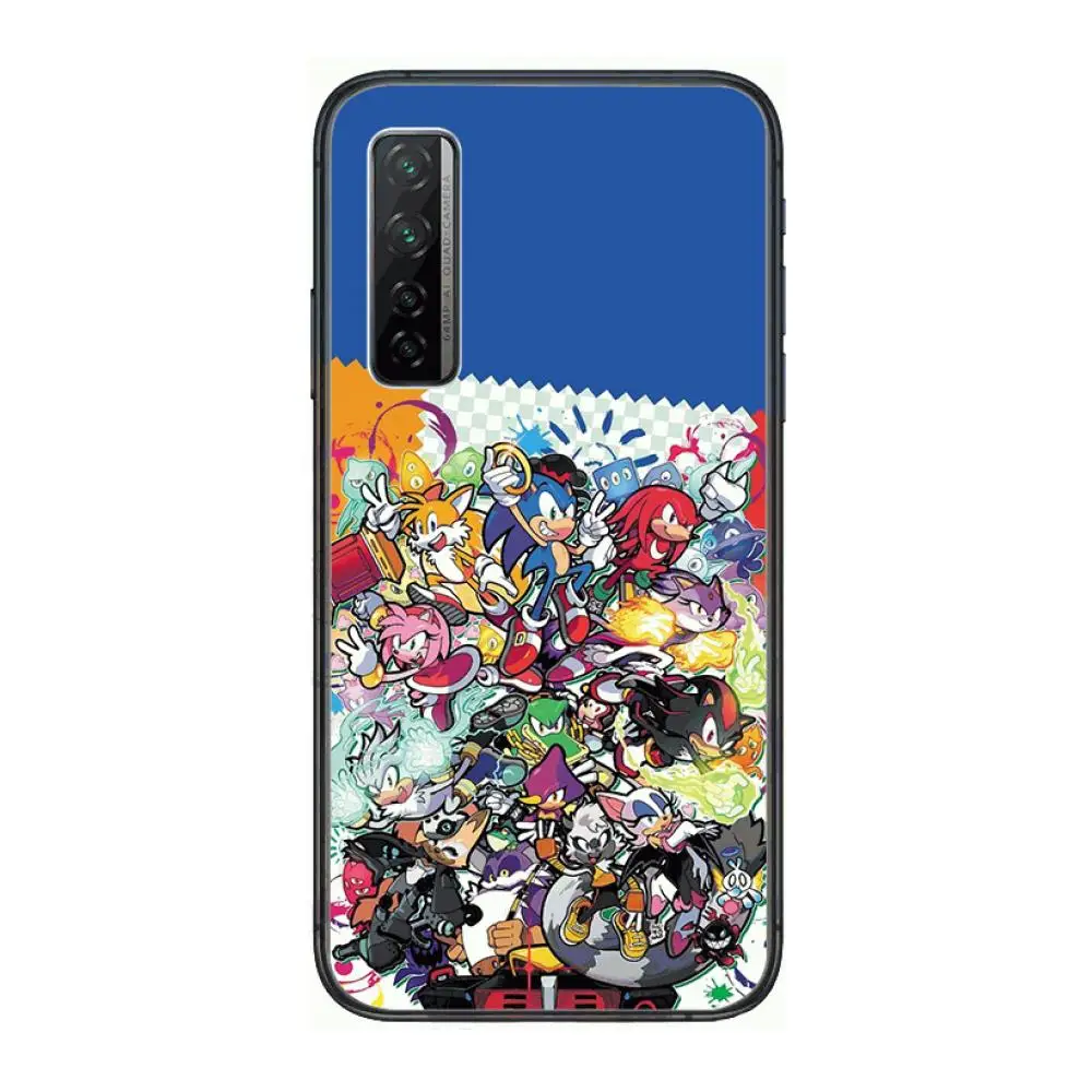 

Bumper 3D Anime Blue Sonic Phone Case For Huawei mate 40 30 10 20 40 8 9 Lite Z Pro Black Etui 3D Coque Painting Hoesjes 5g bla