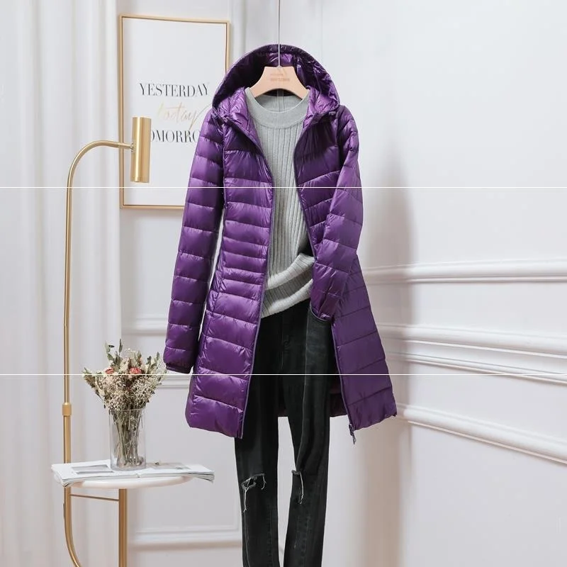 

plus size down jacket for women fat medium length super light weight light weight middle aged and old