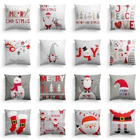 white christmas cartoon series holiday home decoration polyester pillow cover cojines decorativos para sofa