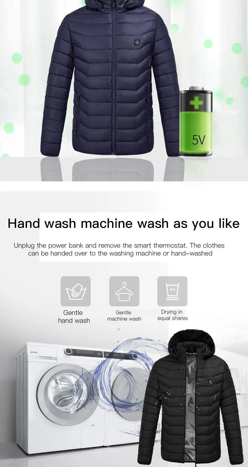 Men 9 Areas Heated Jacket USB Winter Outdoor Electric Heating Jackets Warm Sprots Thermal Coat Clothing Heatable Cotton jackets
