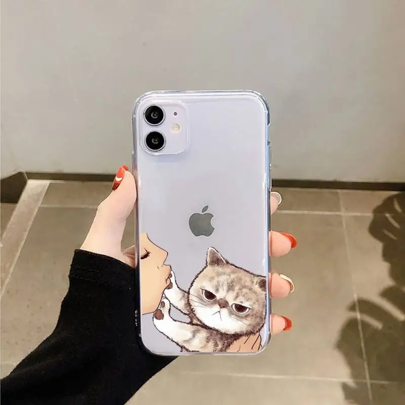 

Don't kiss My Cat cute cat high quality Phone Case shell Transparent for iPhone 6 7 8 11 12 s mini pro X XS XR MAX Plus