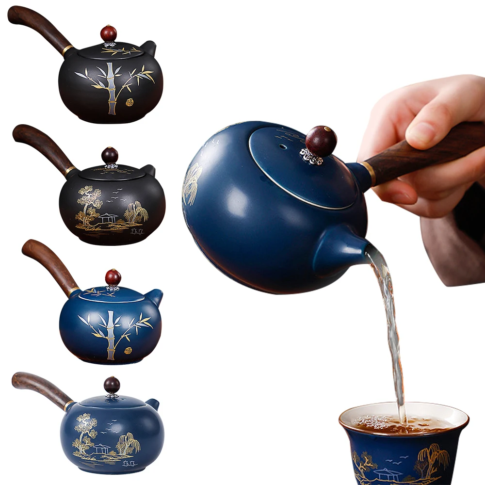 

Japanese Ceramic Teapot Side Handle Tea Pot Handmade Vintage Porcelain Teaware Kettle Tea Ceremony Supplies Kitchen Accessories