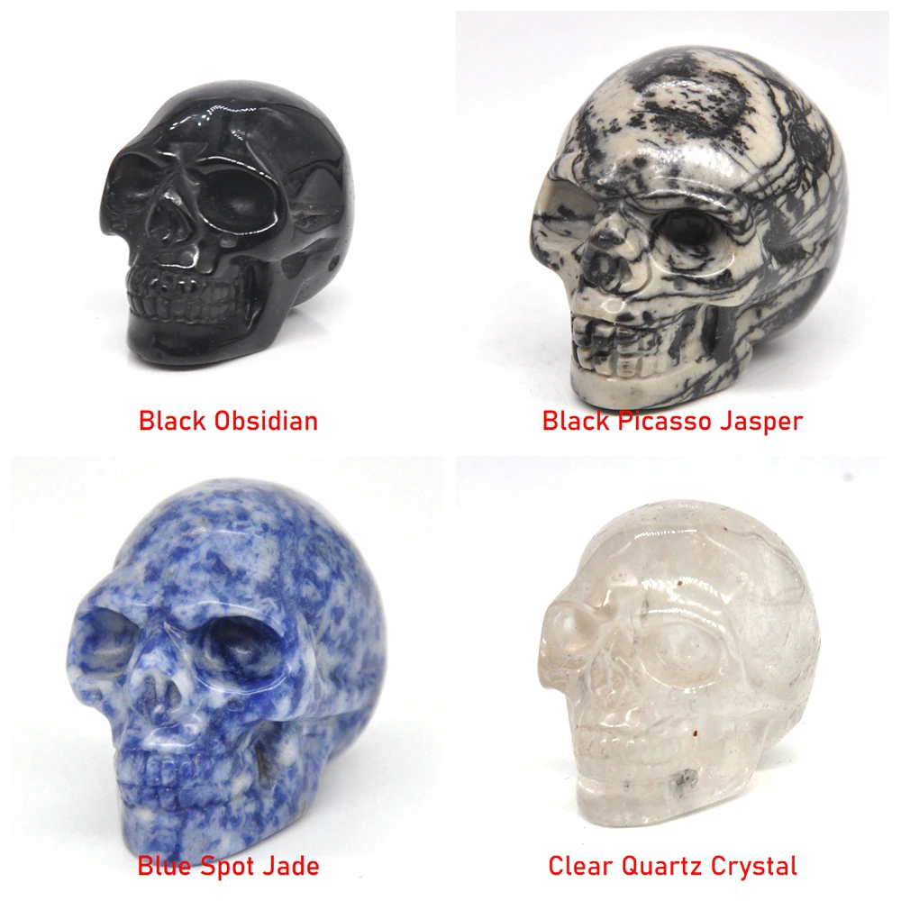 2&quot Skull Statue Natural Stones Carved Healing Crystals Ornament Reiki Witchcraft Supplies Gemstone Wicca Chakra Home Decoration | Дом и