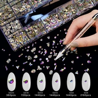 q1qd ab rhinestones for nails multi shape crystal ab nail gems nail jewels nail rhinestones kit with 3d multi shapes