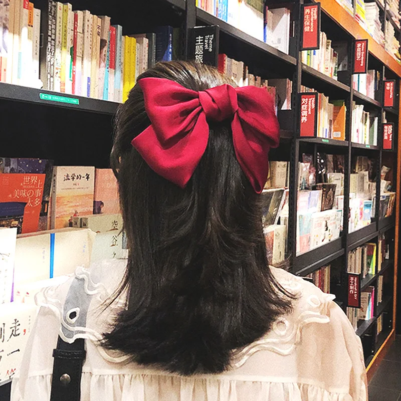 

Korean Big Hair Bow Ties Hair Clips Satin Two Layer Butterfly Bow Hairpin Girl Hair Accessories for Women Bowknot Hairpins