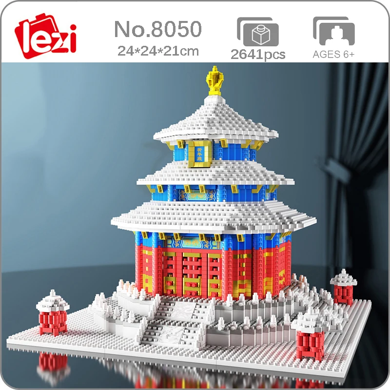 

Lezi 8050 World Architecture Ancient Snow Temple of Heaven Winter 3D Mini Diamond Blocks Bricks Building Toy for Children no Box