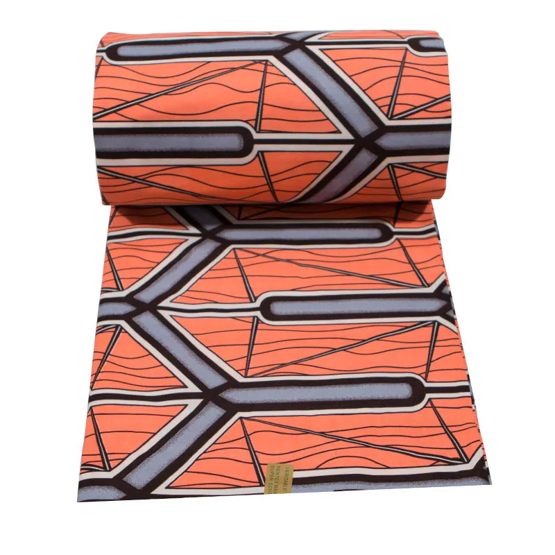 Оранжевая африканская восковая ткань из полиэстера 6 ярдов высококачественный