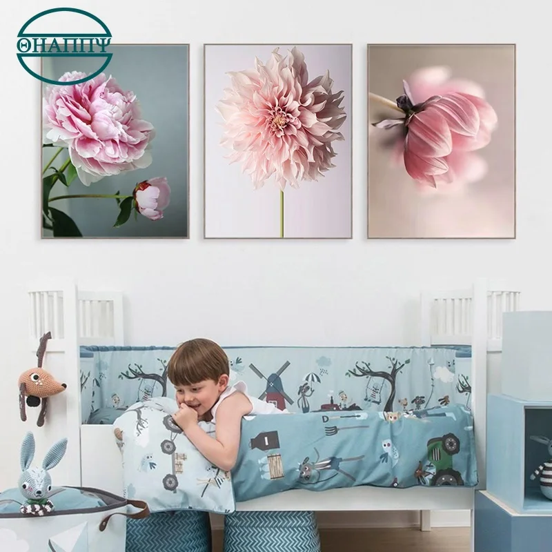 

Beauty Life Pink Flowers Wall Art Canvas Painting Flowers Posters And Prints Wall Pictures For Living Room Modern Decor Unframed