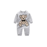 new 2021 fashion style newborn baby clothes plaid striped cotton embroidery cartoon bear toddler boy girl romper 0 24 months