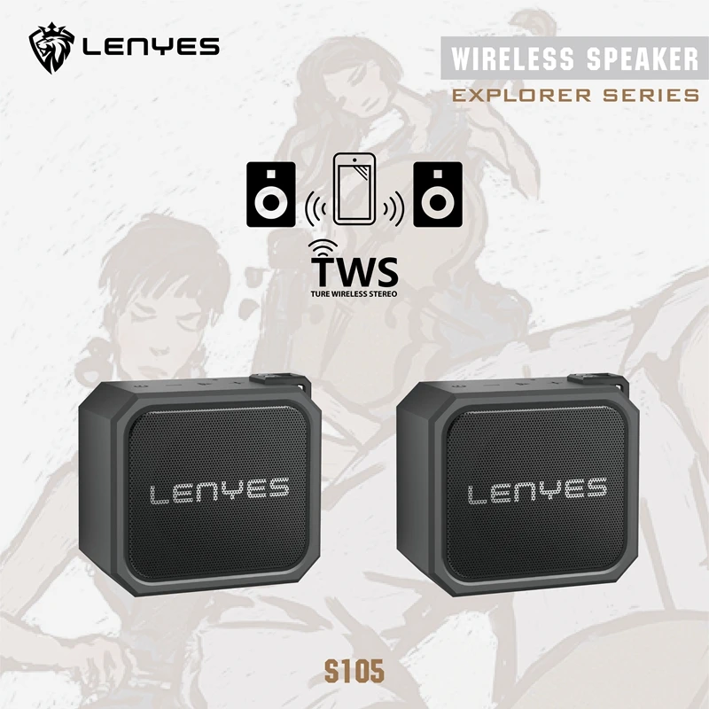 Уличный динамик Lenyes 5 Вт TWS Bluetooth Беспроводная колонка IPX7 портативный маленький