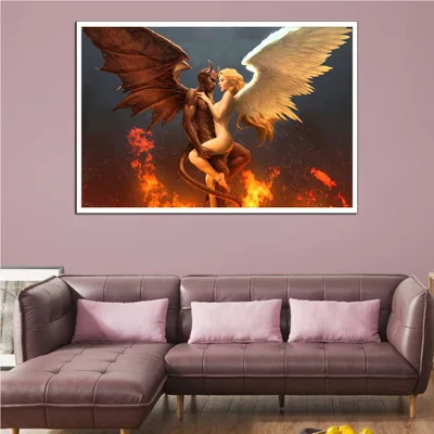 Абстрактный дьявол против ангела украшение для гостиной спальни настенные