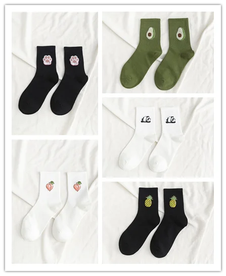 5 pairs 5 пар/упак. унисекс забавные фруктовые мужские носки Harajuku красочные средние Носки мужские 100 Хлопок Kawaii Размер 35-42 - Цвет: 5 pairs
