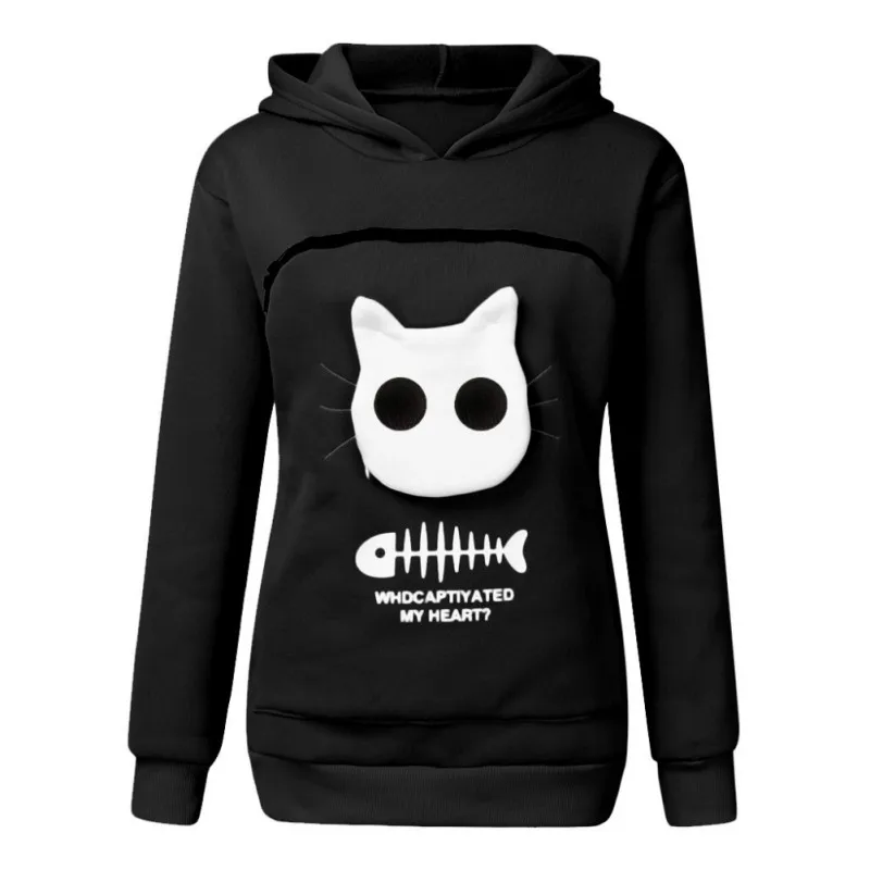 Kangaroo Kitten Puppy Hoodie Animal Pouch Breathable Printed Hooded Sweatshirt Women Tracksuit | Женская одежда