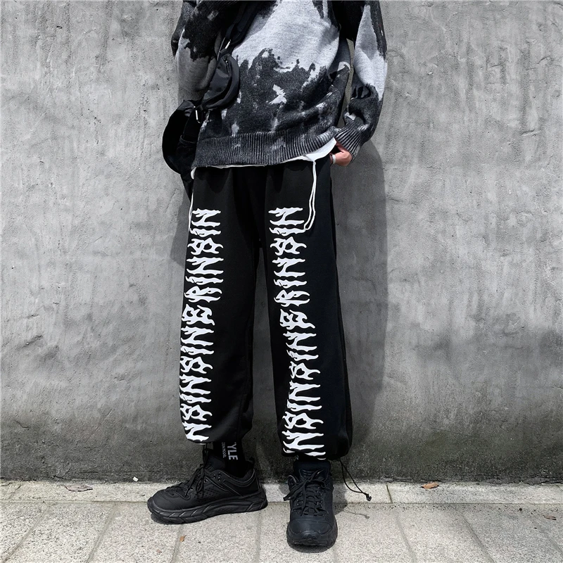 

Original Letter Printed Sweatpants for Men Fashion Trends Gothic Clothing Teens Drawstring Baggy Harlan Pants Harajuku Trousers