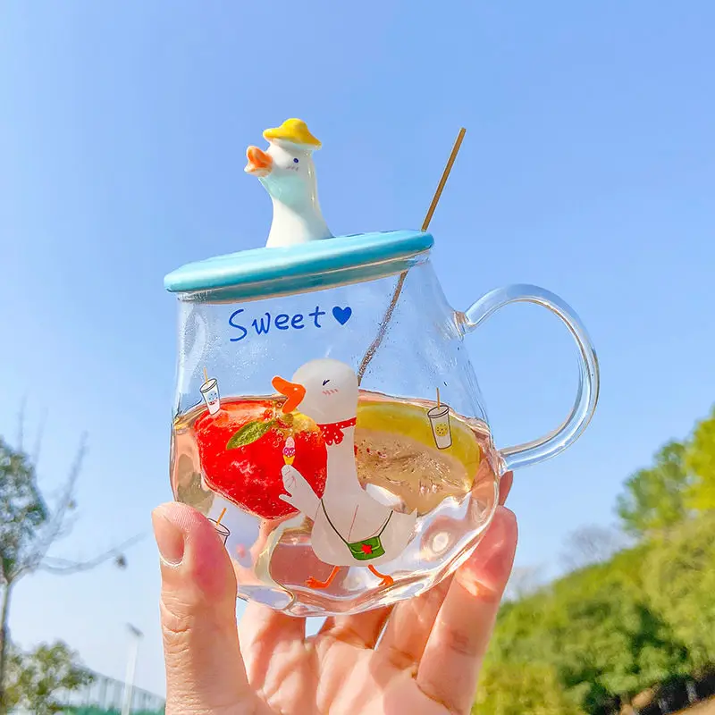 Термостойкая кружка для кофе 450 мл с ложкой и крышкой | Дом сад