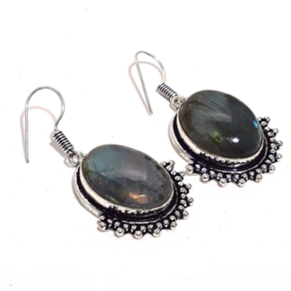 

Labradorite , Silver Overlay on Copper Earrings ,45 mm , E4558
