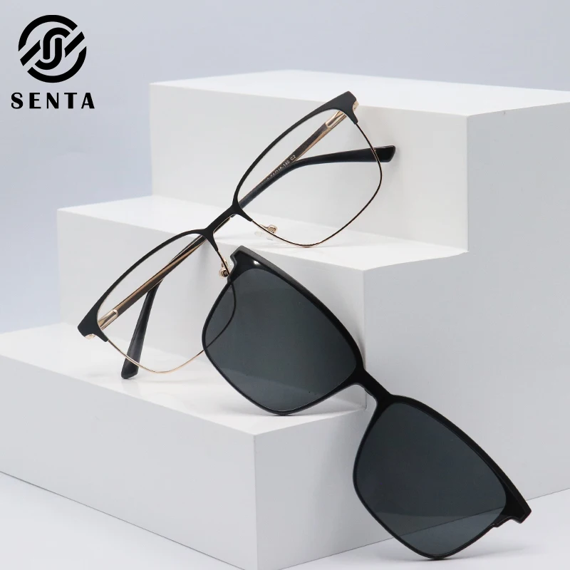 

Senta Square Glasses Frames Men 2021 New Full Prescription Optical Myopia 2 In 1 Black Blue Gold Flexible Eyeglasses DP33110