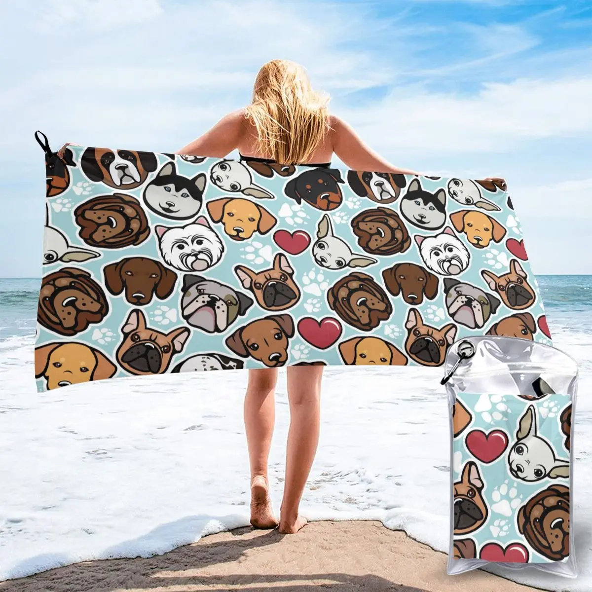 

Bathing Towel Dog Head Pattern Bath Wearable Towel Dress Fast Drying Beach Spa Magical Nightwear Sleeping