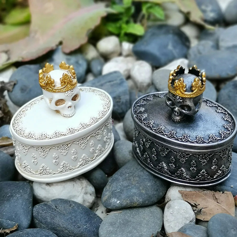 Корона Череп коробка для хранения ювелирных изделий пылезащитный настольный