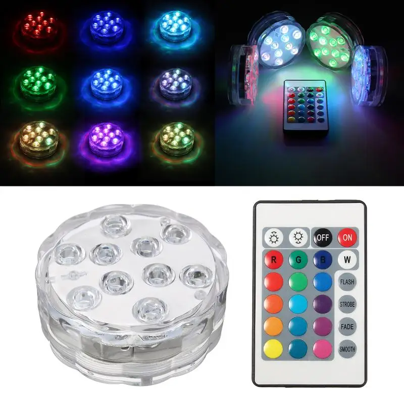 10 светодиодный ангельские глазки многоцветная RGB погружной Водонепроницаемый