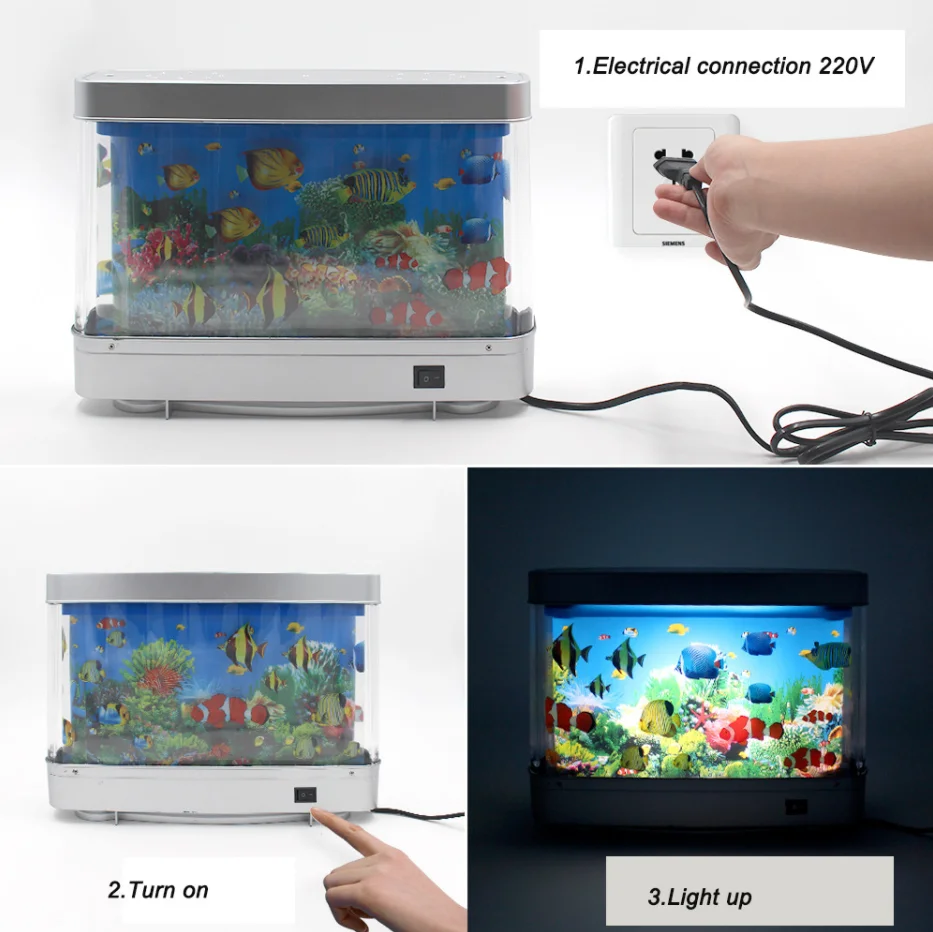 L&aacute;mpara decorativa de acuario de peces tropicales artificiales, luz LED de oc&eacute;ano Virtual en movimiento con interruptor, luces de colores-2