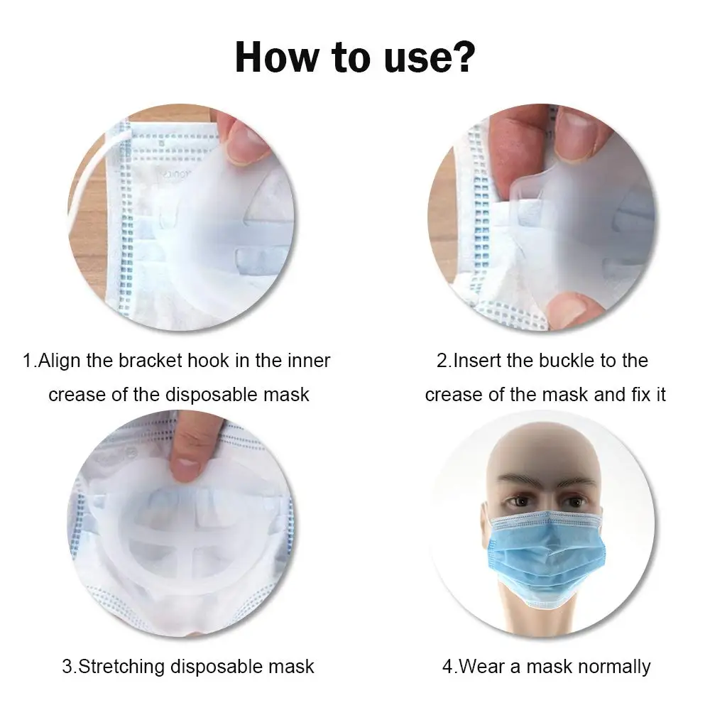 

5PCS Inner 3D Bracket Silicone Internal Support Frame Holders Reusable Breathable For Face Mask Covering Lipstick Protector