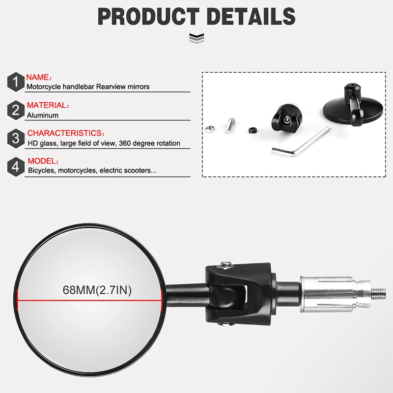 Универсальные мотоциклетные Задние Зеркала заднего вида алюминиевые зеркала с