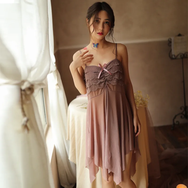 Сексуальное женское нижнее белье кружевная ночная сорочка сетчатая Ночная для