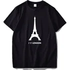 Футболка мужская хлопковая хипстерская с принтом Я люблю Лондона и рисунком Эйфелевой башни