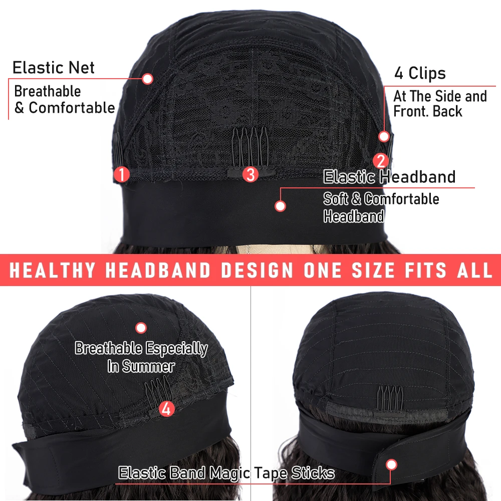

Doris Beauty Afro Kinky Curly Headband Wig Synthetic Water Wave Grip Headband Scarf Wig No Plucking Glueless Wigs for Women