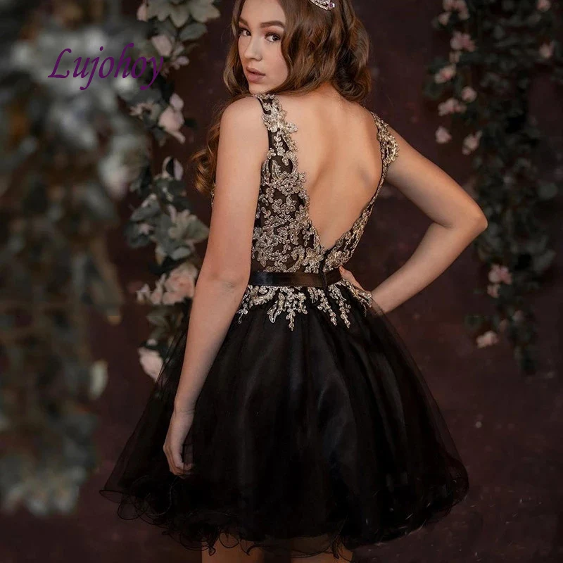 Sexy Black Lace Short Homecoming Dresses for Girls Plus Size Women Tulle Cocktail Prom Grade 8 Graduation Dresses images - 6