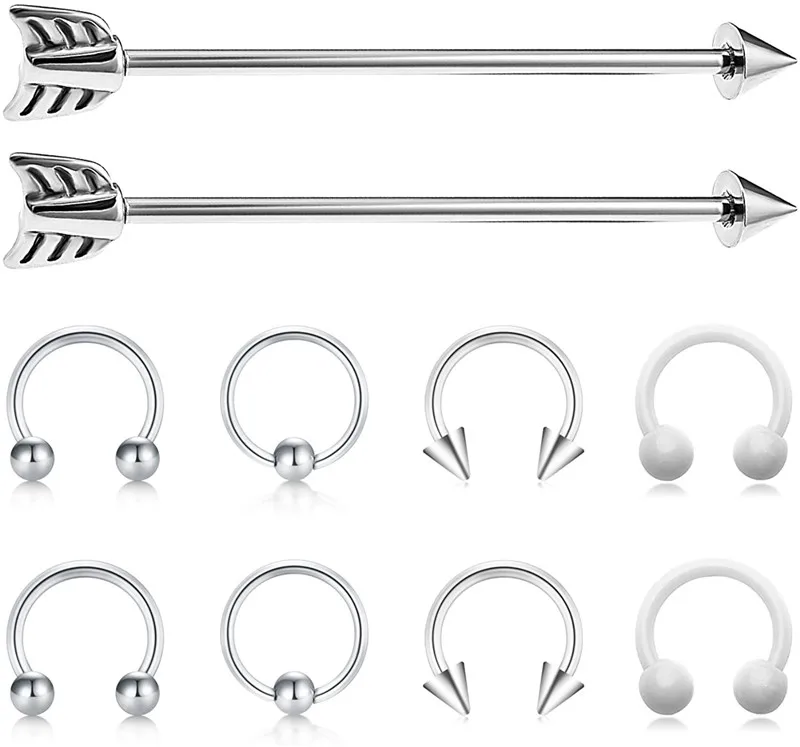 JFORYOU промышленные серьги гвоздики 14 г Хирургическая сталь промышленный пирсинг