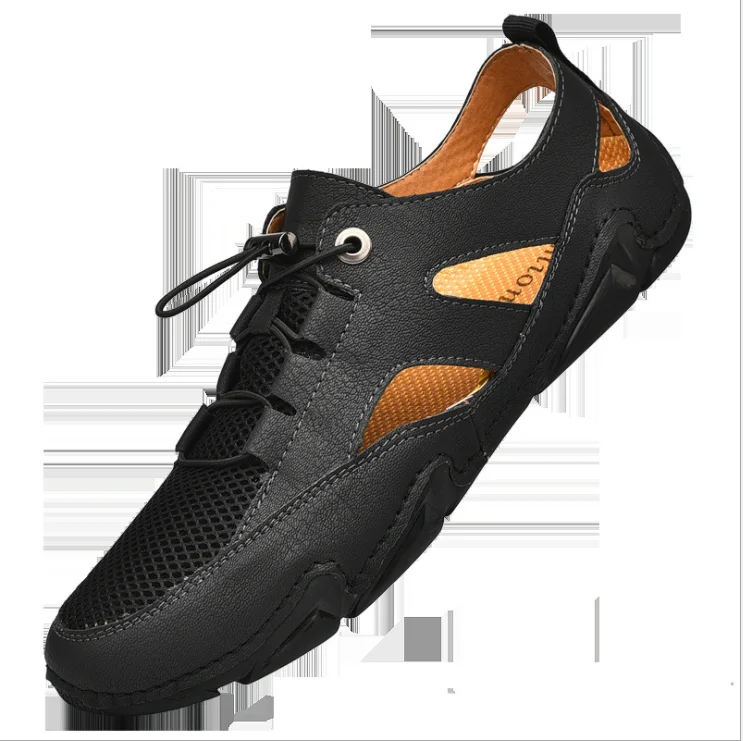 

Летнее Сетчатое платье; Роскошные мужские сандалии дышащая кожаная обувь на каждый день; Мужские пляжные сандалии; Модные уличные мужские ш...