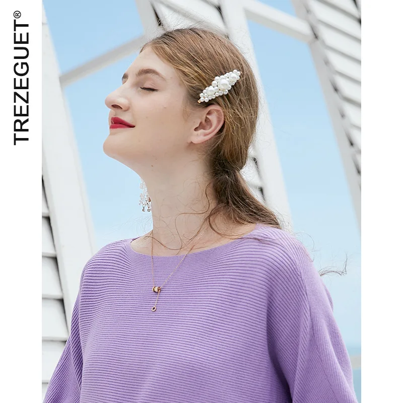 Women's Sweaters Loose Pullover Long Sleeve One Letter Collar Solid Color Bow Knit for Girls Womens Fashion Sweater | Женская одежда