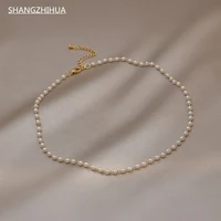 shangzhihua classic elegant ladies luxury pearls chain fashion womens necklace delicate girls unusual jewelry accessories
