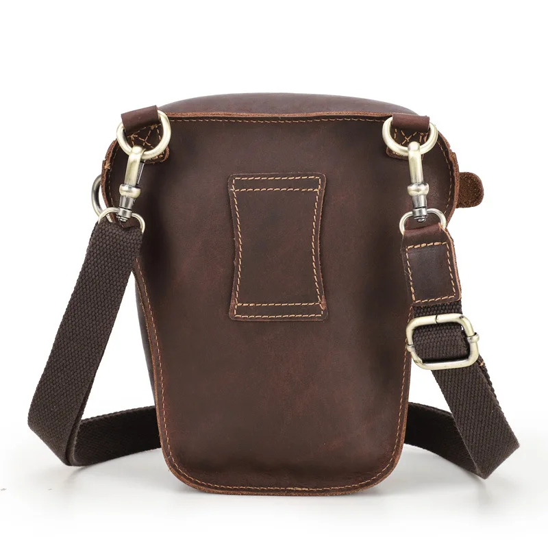 

Male Waist Pack Phone Pouch Bags Vintage Waist Bag High Quality Men's Small Chest Shoulder Belt Bag Crazy Horse Genuine Leather