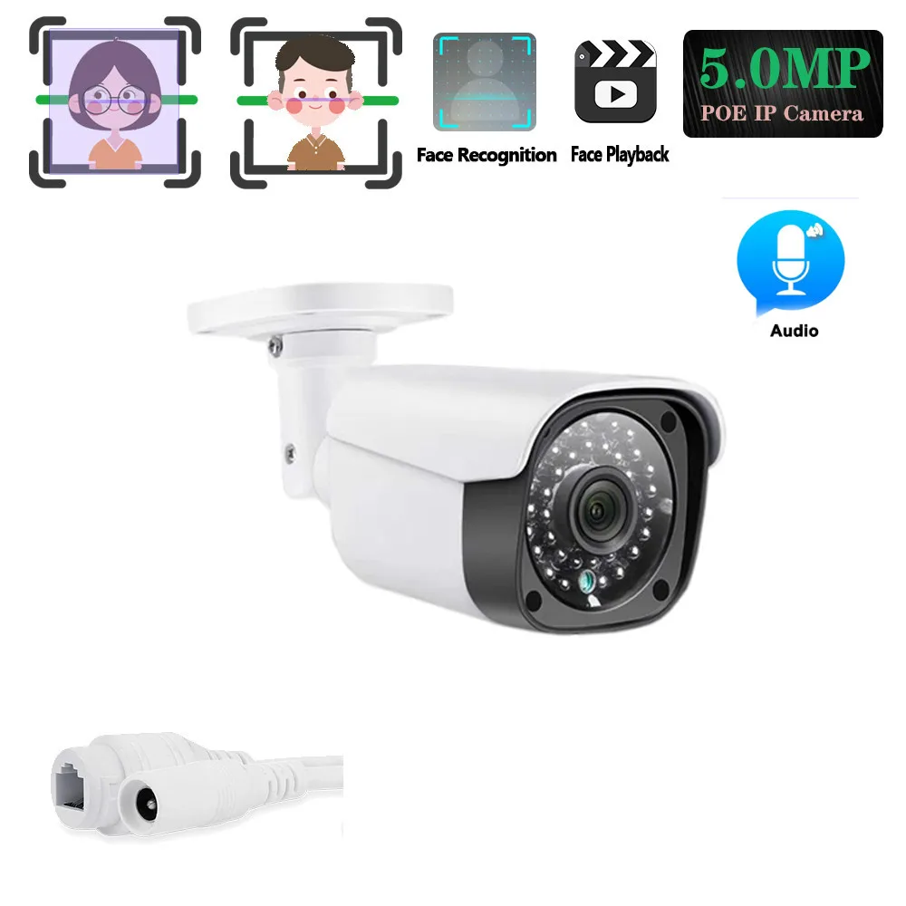Обнаружение лица широкоугольная камера 3 6 мм HD 5.0MP PoE сеть CCTV пулевая Открытый