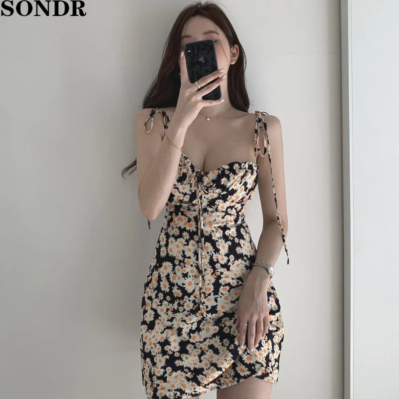 Шикарное Сексуальное женское платье с цветочным принтом новинка 2020 летнее