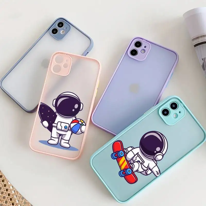 

Funny Cartoon Astronaut Phone Case For IPhone 12 11 Pro Max XR XS Max X SE2 6s 7 8 Plus Hard Shockproof Blue Case