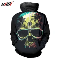 ujwi man harajuku loose hoodies 3d black glasses skull mens favorite pullover suppliers casual best selling sweatshirt