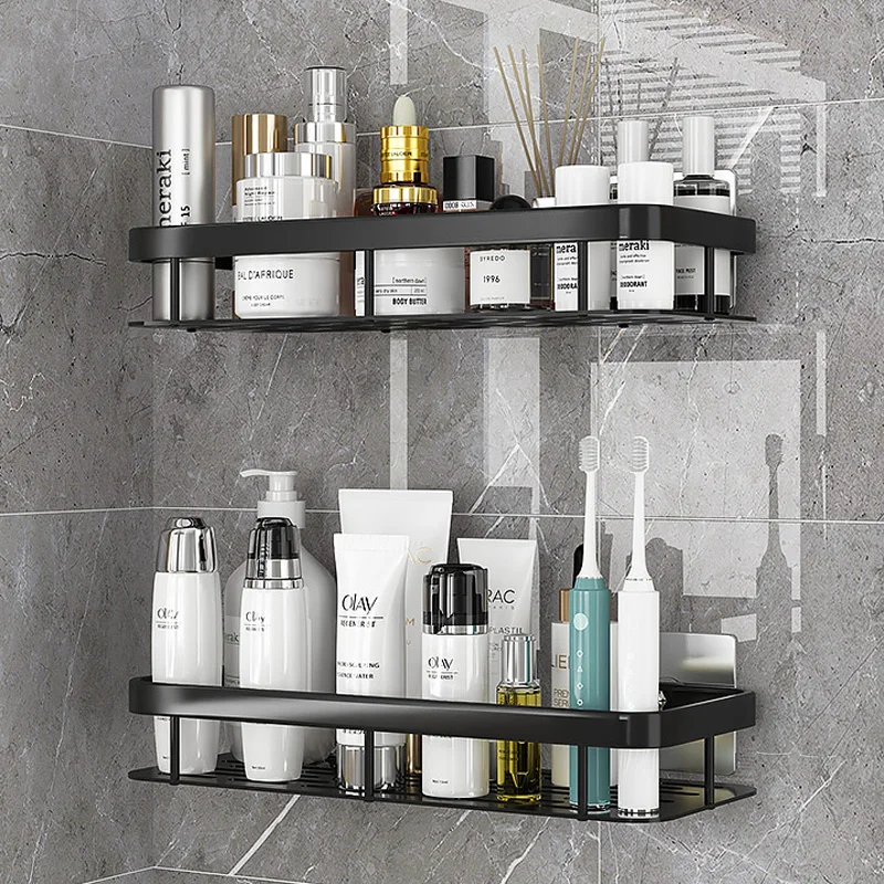 Estantes de ducha sin perforación para baño, cesta de ducha de esquina de aluminio, organizador de almacenamiento de cocina, soporte adhesivo