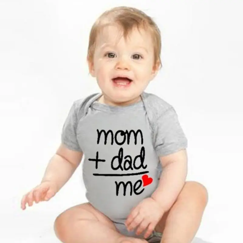 

Infant Baby Funny Mom Dad Me Letters Bodysuit Short Sleeves Soft Cotton One-Piece Lap Shoulder Romper Newborn Gift 0-24 Months